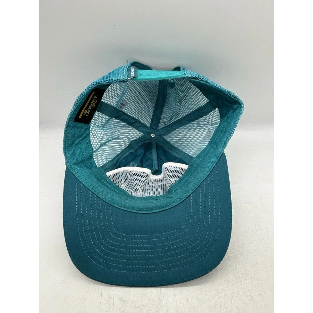 Seager Co Waylon Hat Teal Blue Nylon Mesh Trucker Snapback Cap Western Surf Mens